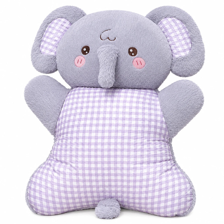 Animal Cuddle Pillow with Pink Gingham Body and Long Ears - Eelephant