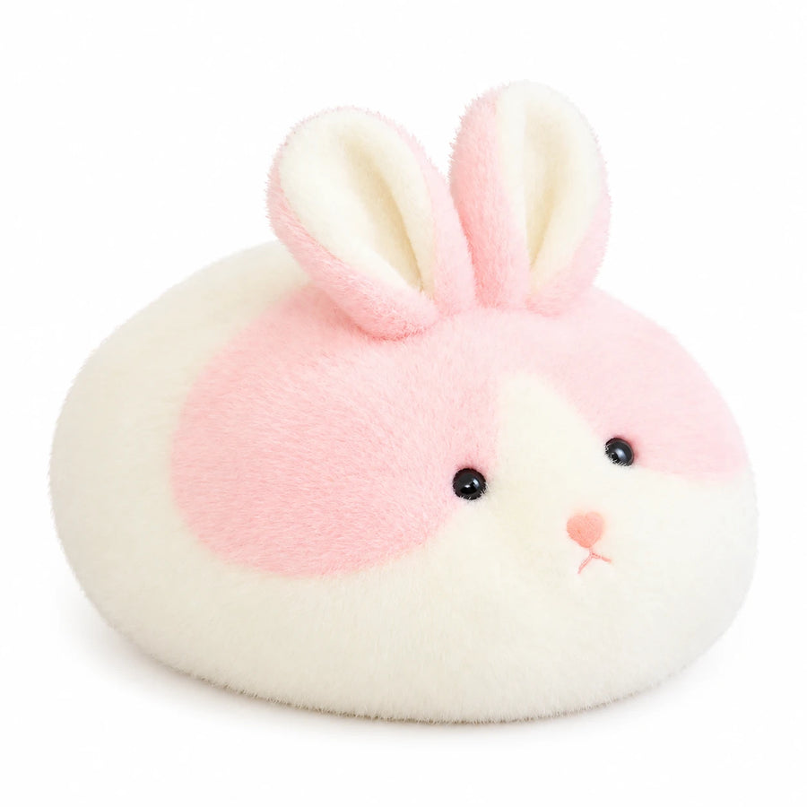 Animal Plush Pillow – Round Mochi-Style Stuffed Toy - Bunny (Pink) / 15in / 40cm … (2 tailles)