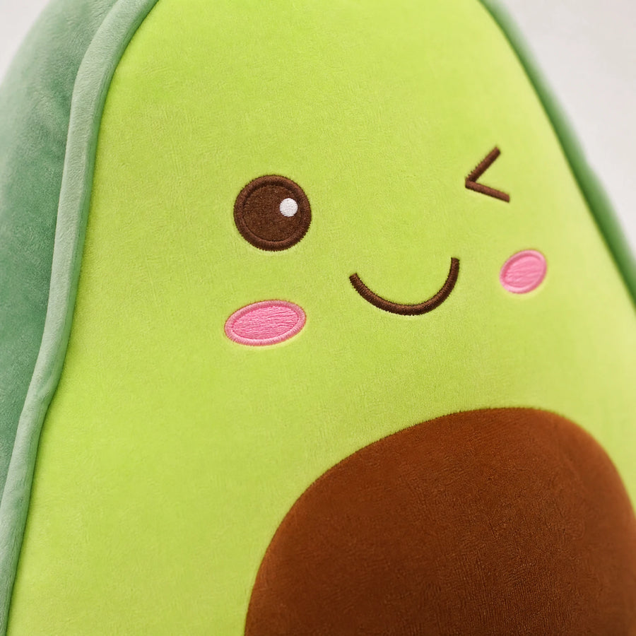 Avocado Plush Toy with Embroidered Smiling Face - Détail matière