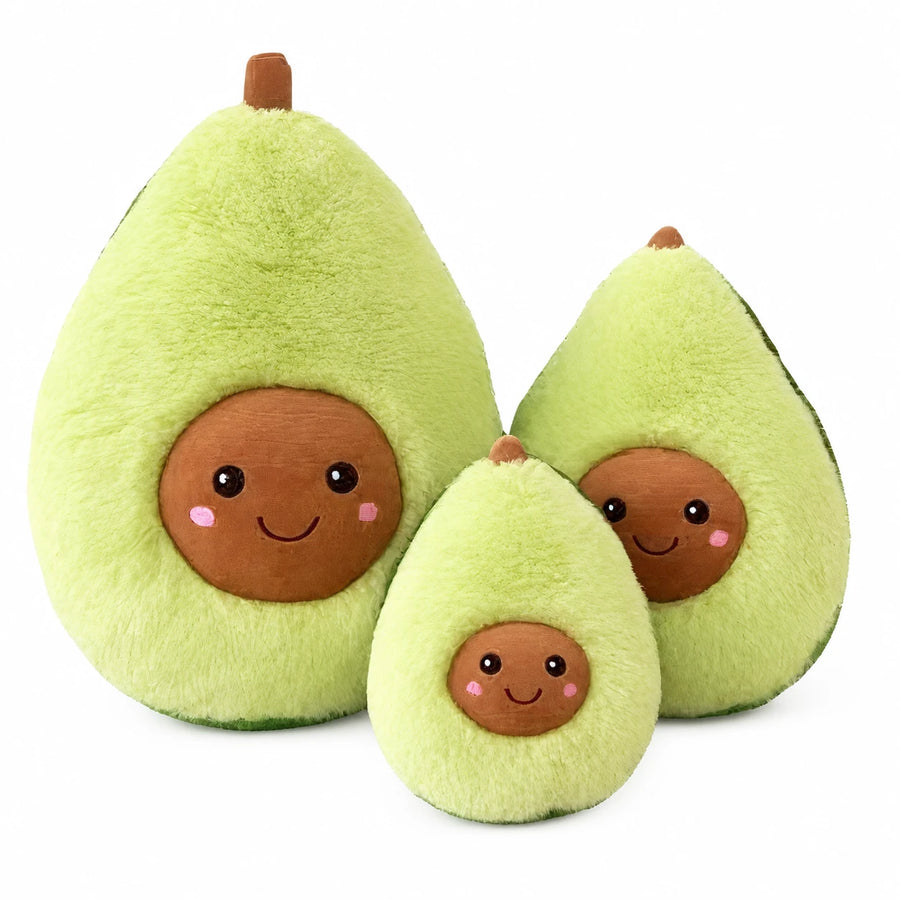 Avocado Plush Toy with Smiling Face and Fuzzy Texture - 15.5in / 40cm · 12in / 30cm · 8in / 20cm