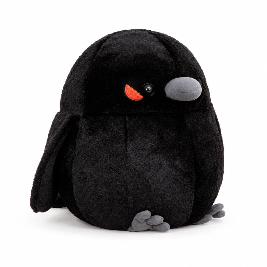 Bird Plush Toy – Round Sparrow and Raven Design - Raven / 35cm / 13in · Raven / 45cm / 17in