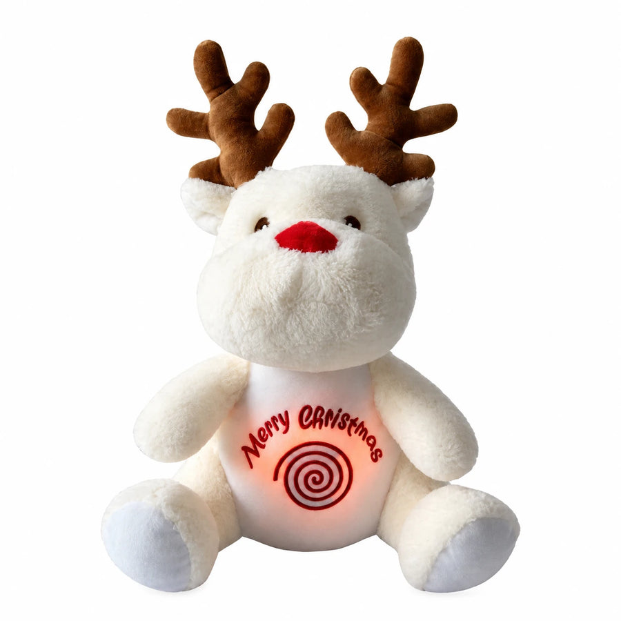 Breathing Reindeer Plush with Lullabies and Light - White