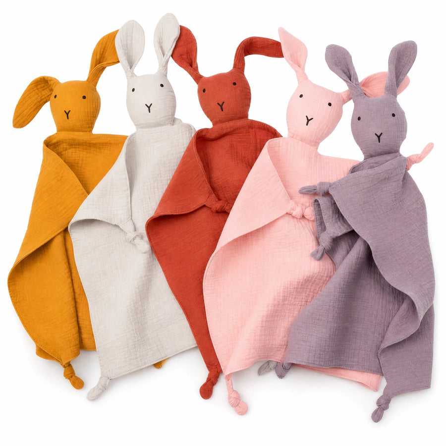 Bunny Comfort Blanket with Cotton Muslin Body - Fond blanc, autre angle