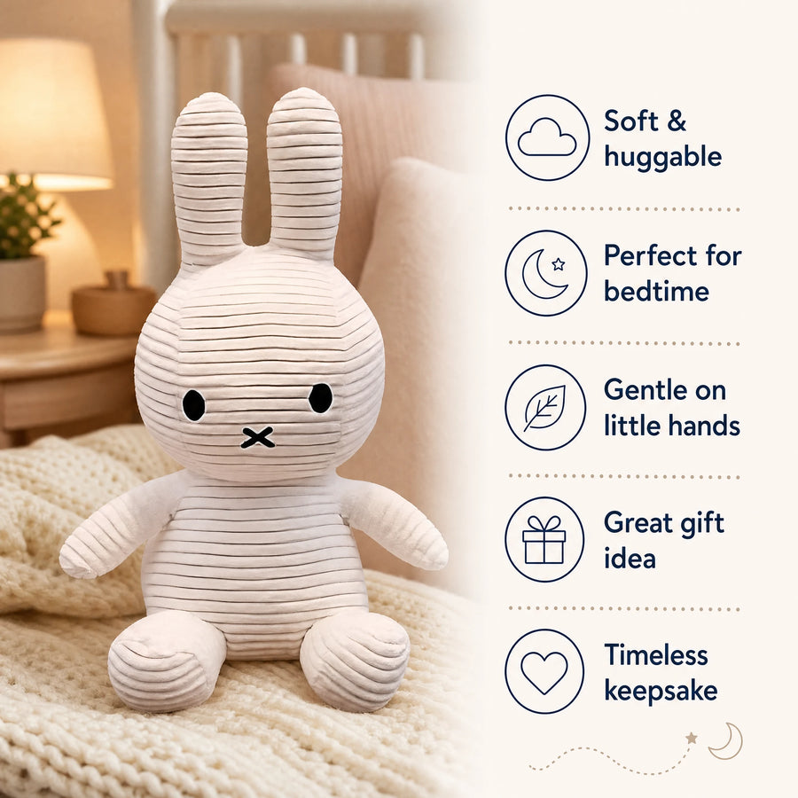 Bunny Plush Toy in Soft Corduroy Fabric - Bénéfices produit