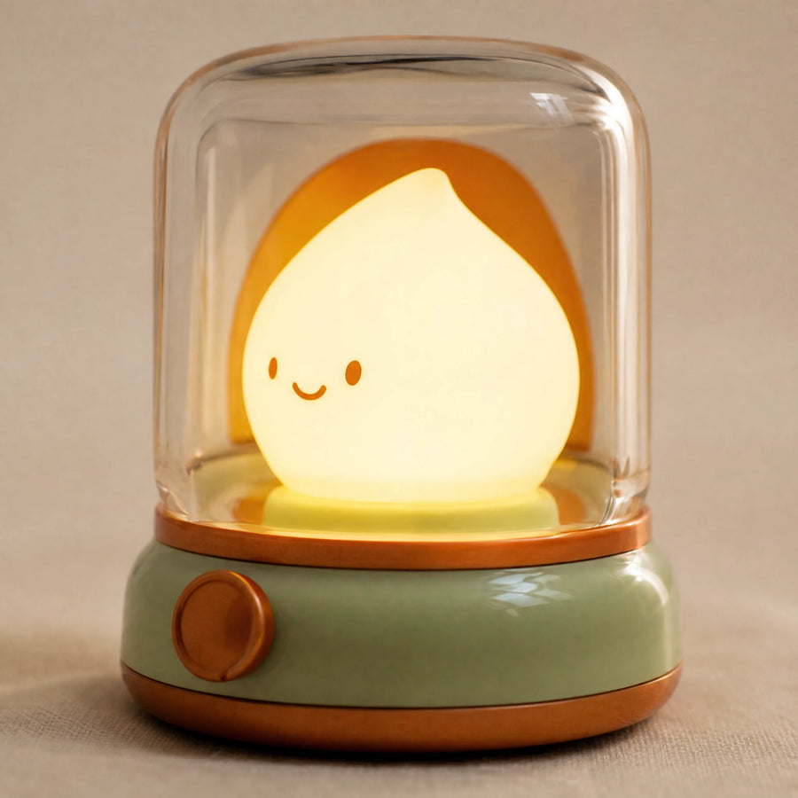 Candle Flame Night Light with Smiling Character Design - Détail matière