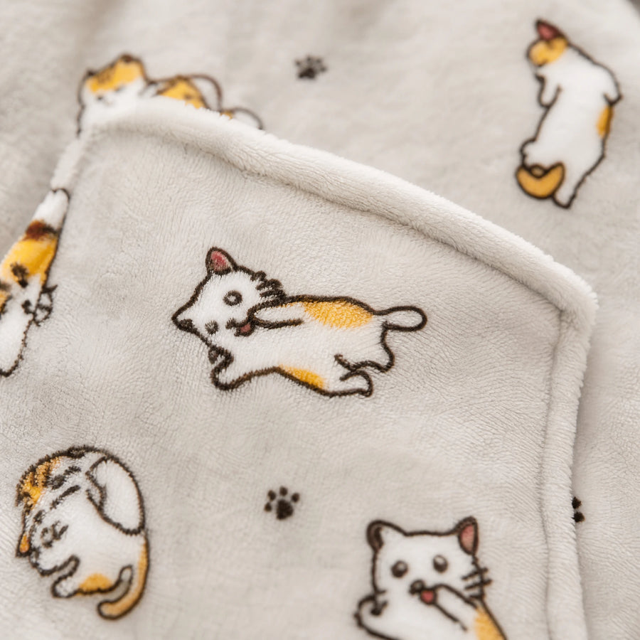Cat Blanket Hoodie with Ginger Cat Print - Détail matière