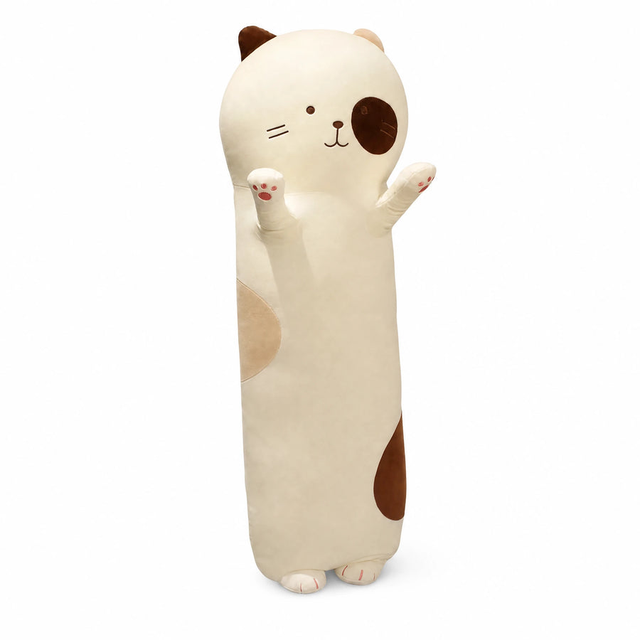 Cat Body Pillow - Elongated Plush with Raised Paws - Fond blanc, autre angle