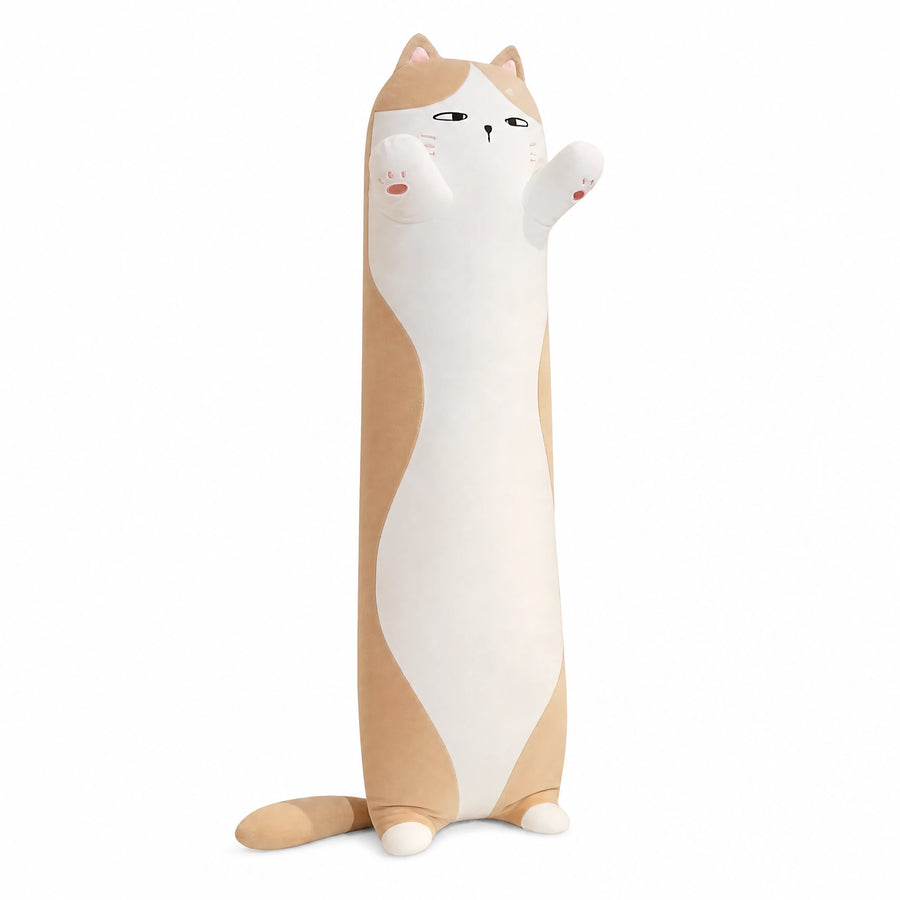 Cat Body Pillow with Long Cuddly Hugging Design - Fond blanc, autre angle