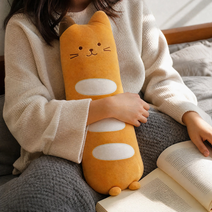 Cat Body Pillow with Playful Orange Tabby Design - Utilisation du produit
