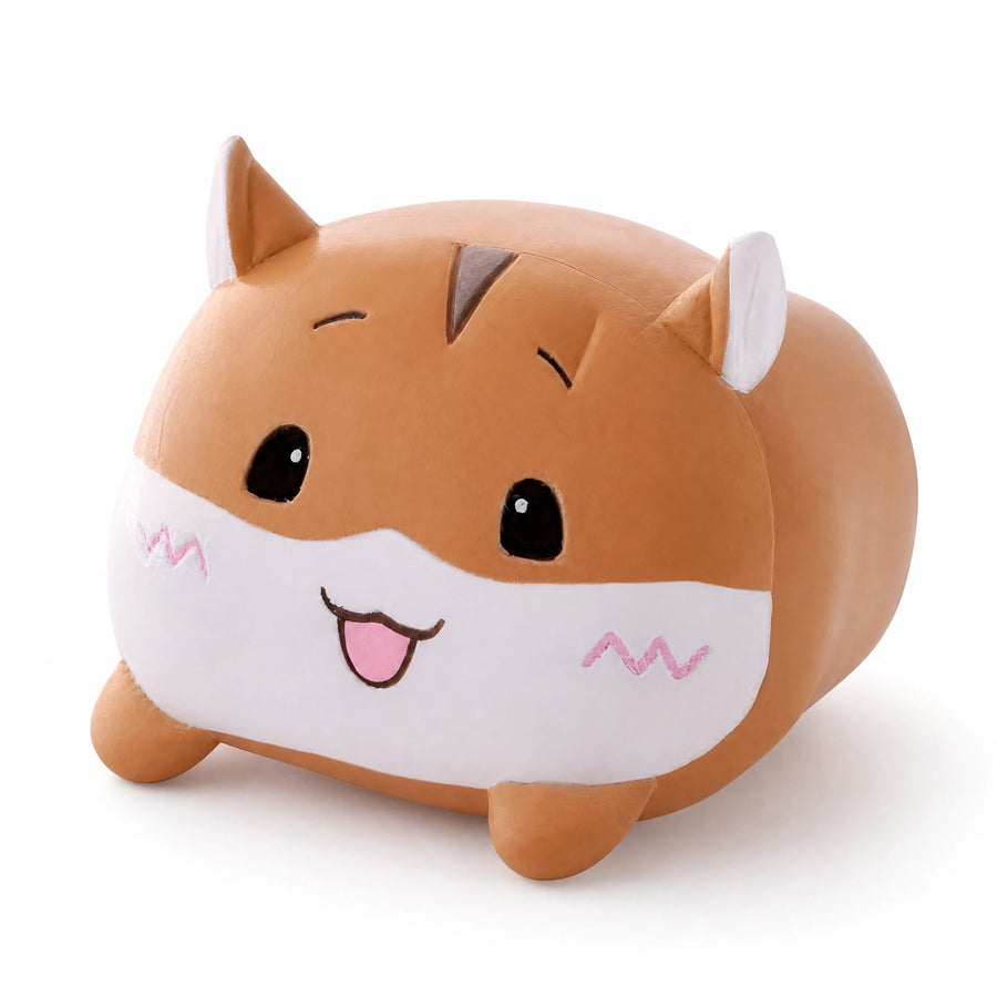 Cat Pillow Plush with Chubby Round Design - Fond blanc, autre angle
