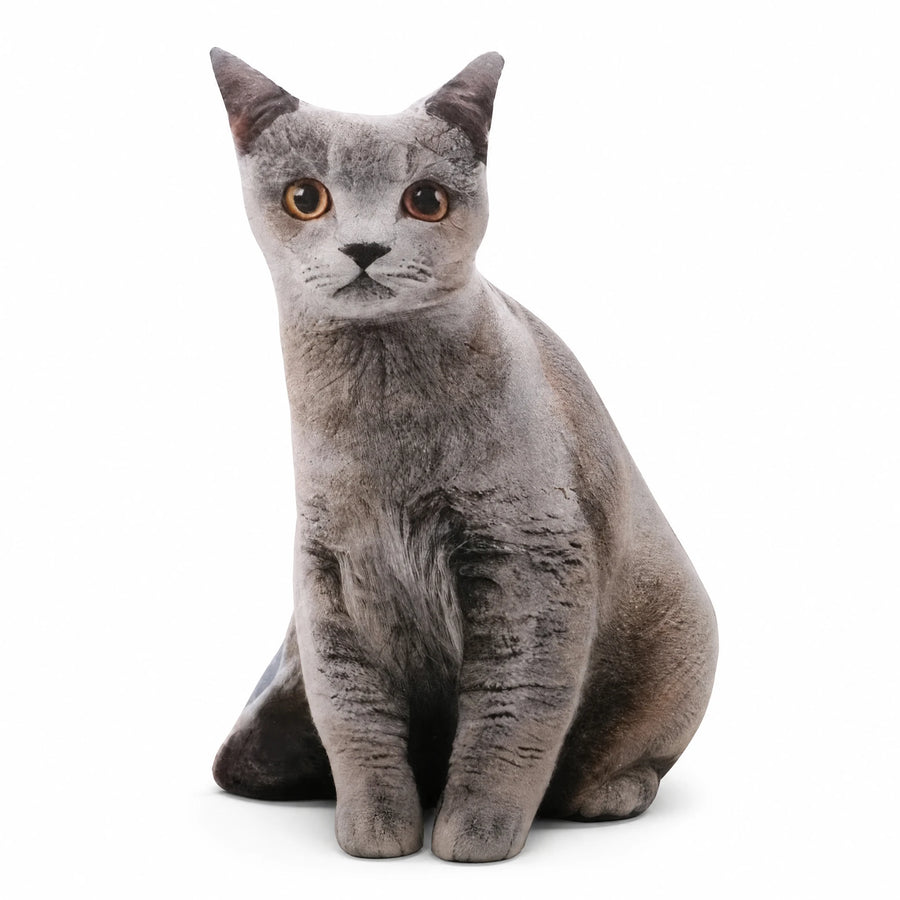 Cat Pillow Plush with Realistic Gray Tabby Design - Fond blanc, autre angle