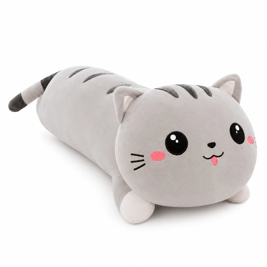 Cat Pillow Plush with Soft Cotton Body and Cute Design - 19.5in / 50cm / Gray … (3 tailles)