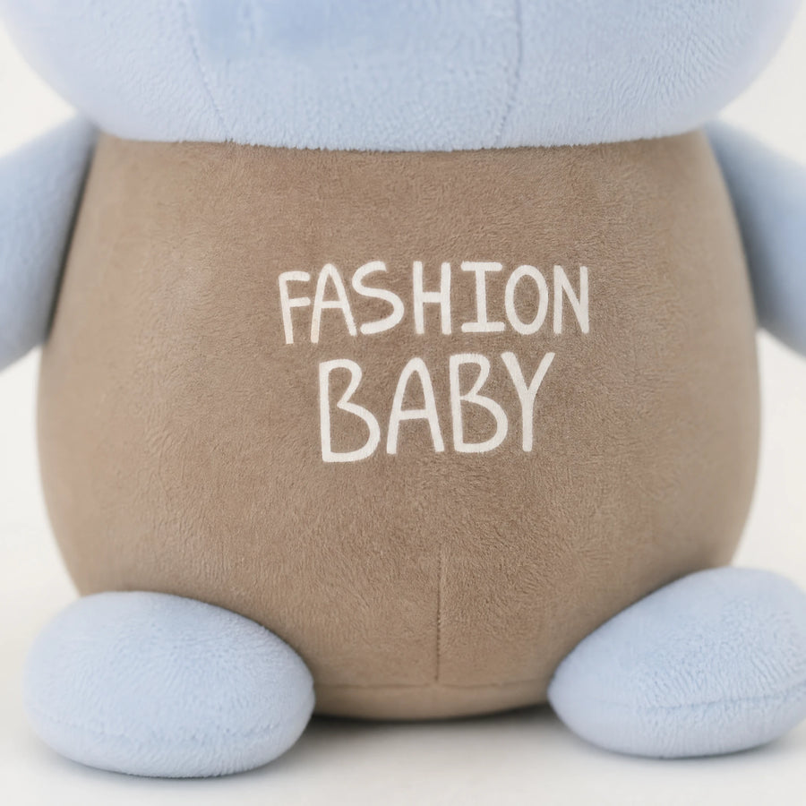 Cat Stuffed Animal with Fish Detail and Fashion Baby Print - Détail matière