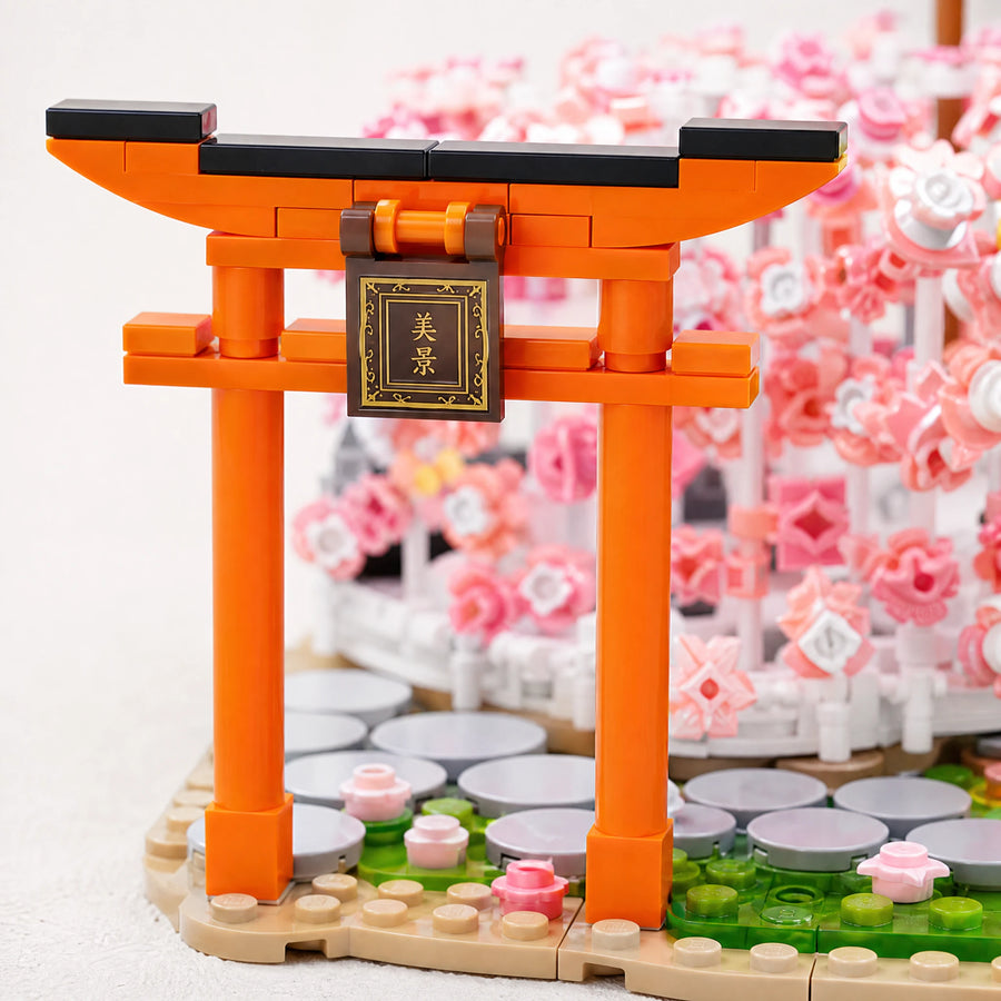 Cherry Blossom Building Set with LED Tunnel and Torii Gate - Détail matière