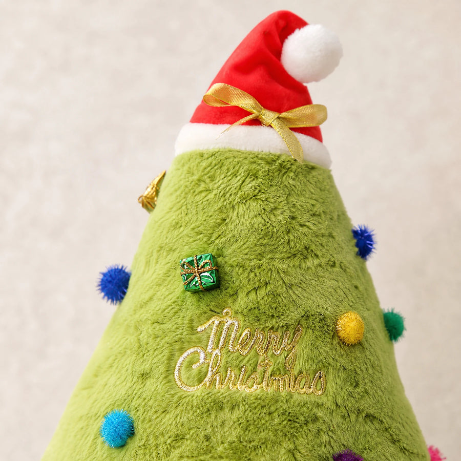 Christmas Tree Plush Toy with Santa Hat and Ornaments - Détail matière