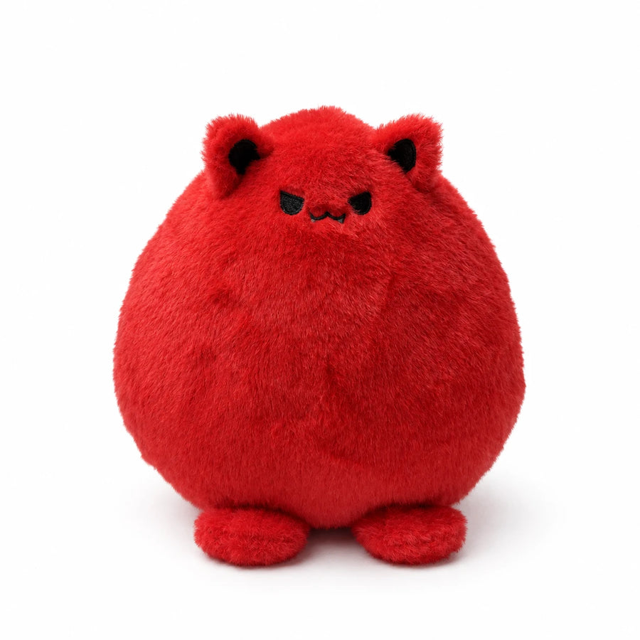 Chubby Cat Plush with Wings and Rounded Body - Red