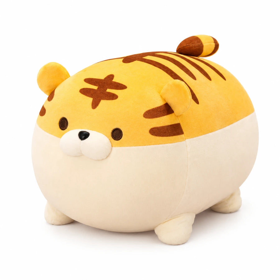 Chubby Tiger Plush with Striped Pattern and Soft Fill - Orange / 16in / 40cm · Orange / 20in / 50cm