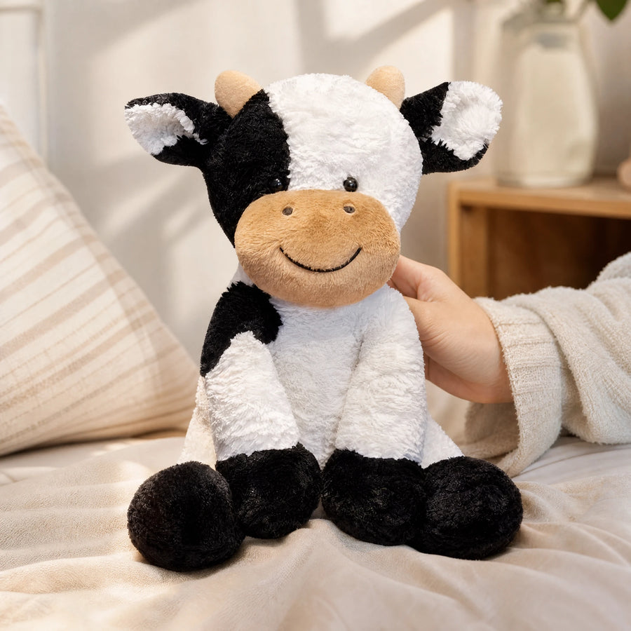 Cow Plush Toy with Smiling Face and Soft Fur - Utilisation du produit
