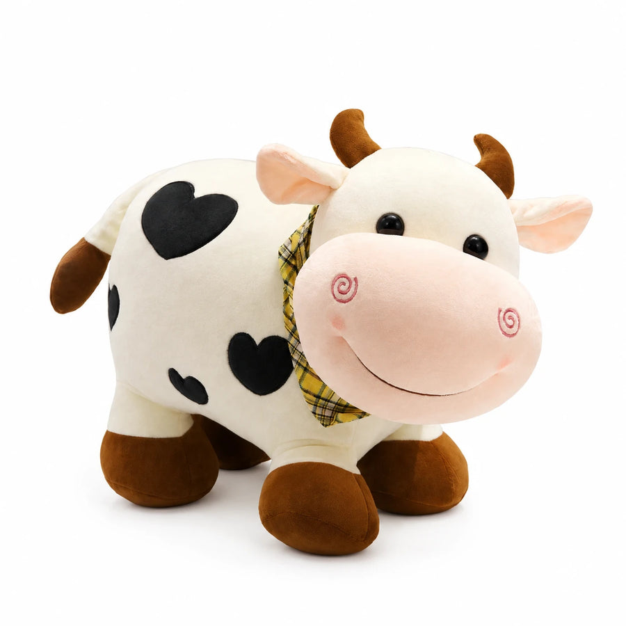 Cow Plush with Heart Pattern and Sweet Expression - White / 10in / 25cm · White / 15.5in / 40cm