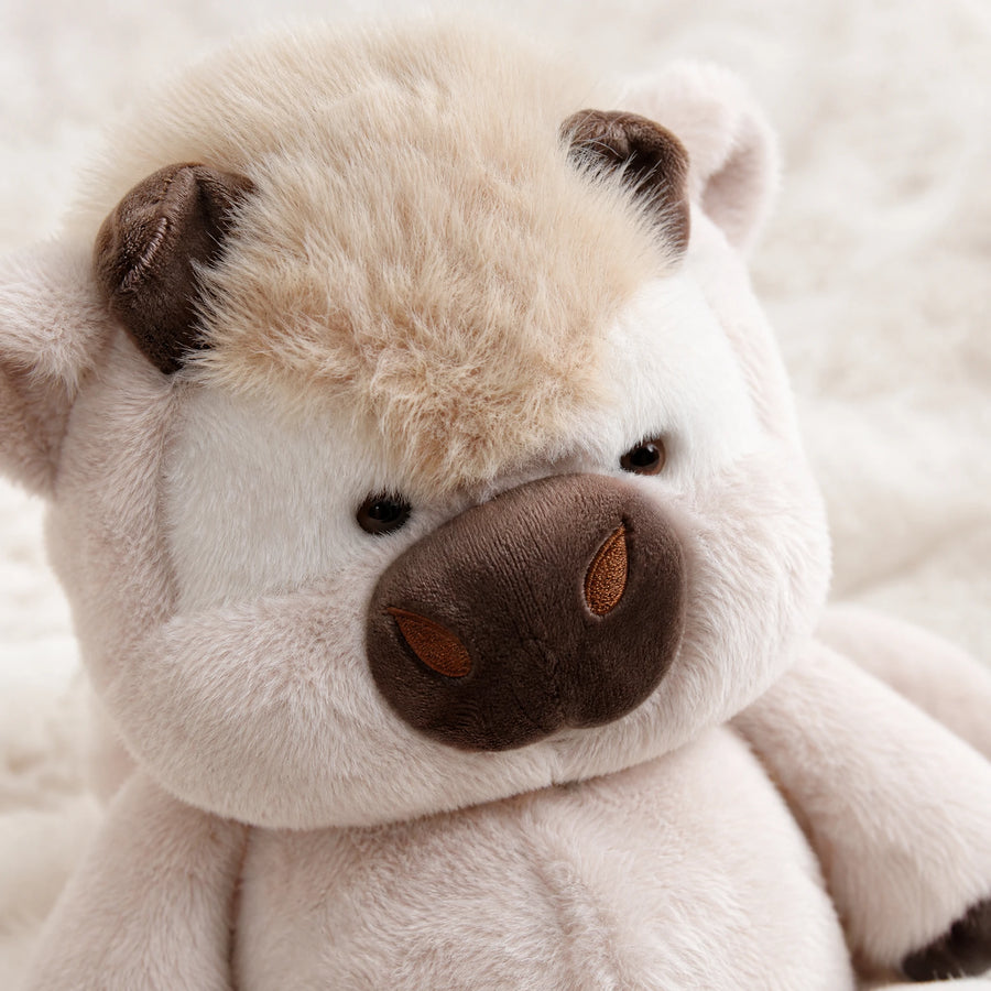 Cow Plush with Round Kawaii Design - 40cm Soft Cuddle Toy - Détail matière