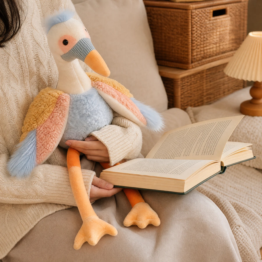 Crane Plush with Long Legs and Pastel Wings - Utilisation du produit