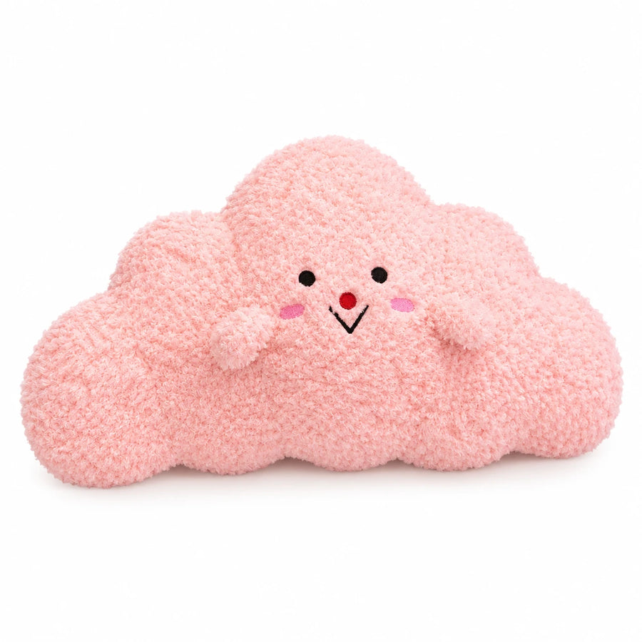 Croissant Plush with Embroidered Face and Fluffy Texture - Pink