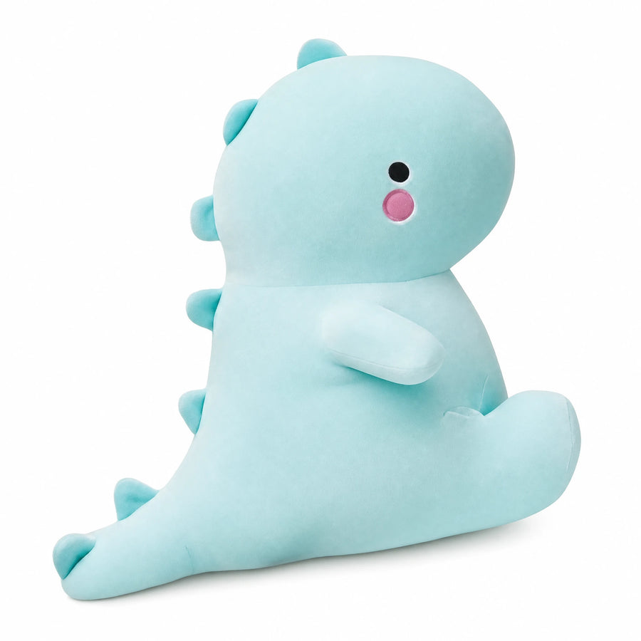 Dinosaur Plush with Spikes – Blue Sitting Design - Fond blanc, autre angle