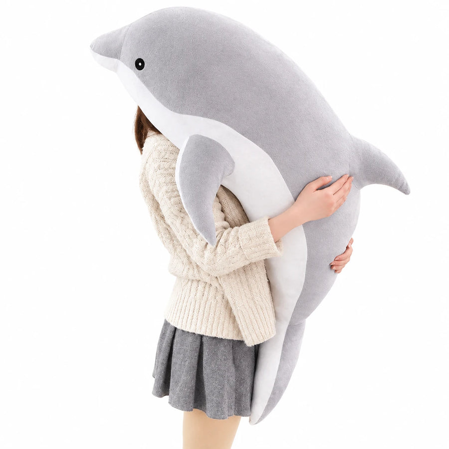 Dolphin Plush Toy in Soft Blue and Pink Colors - Grey / 19in / 50cm … (6 tailles)