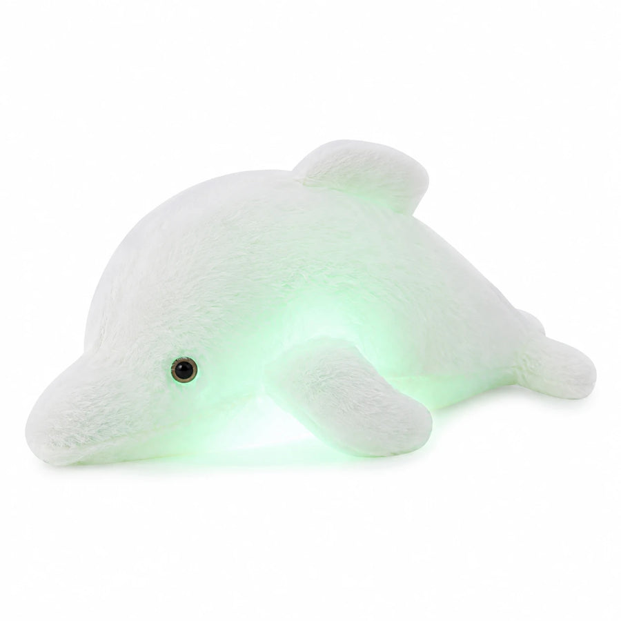 Dolphin Plush with LED Light Feature in Multiple Colors - White