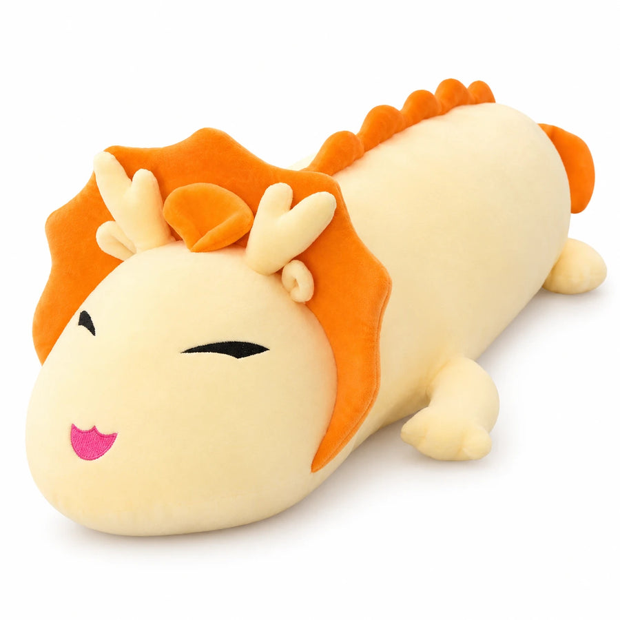 Dragon Plush Toy in Soft Mint Green with Yellow Mane - Orange / 35in / 90cm … (4 tailles)