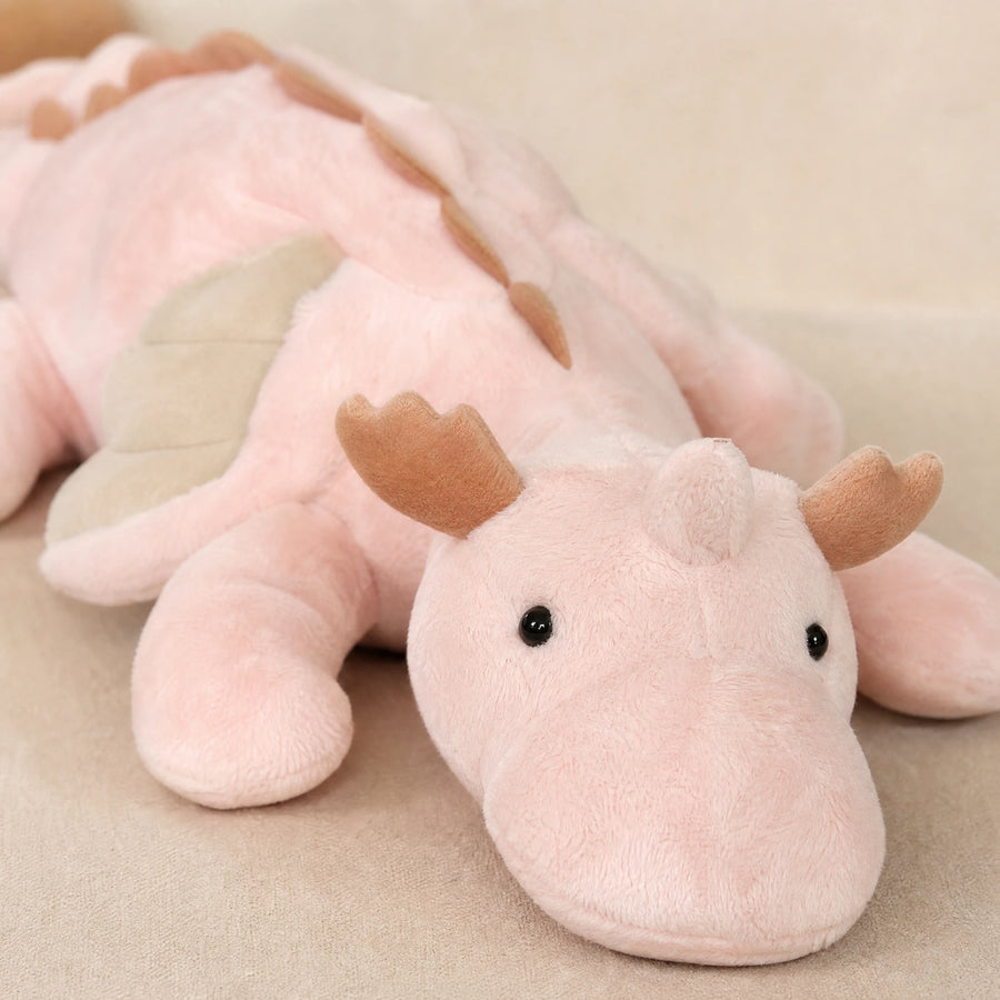 Dragon Plush with Wings and Horn in Pink or White - Détail matière