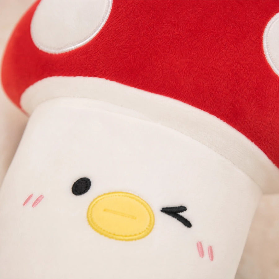 Duck Body Pillow with Mushroom Cap and Kawaii Face - Détail matière
