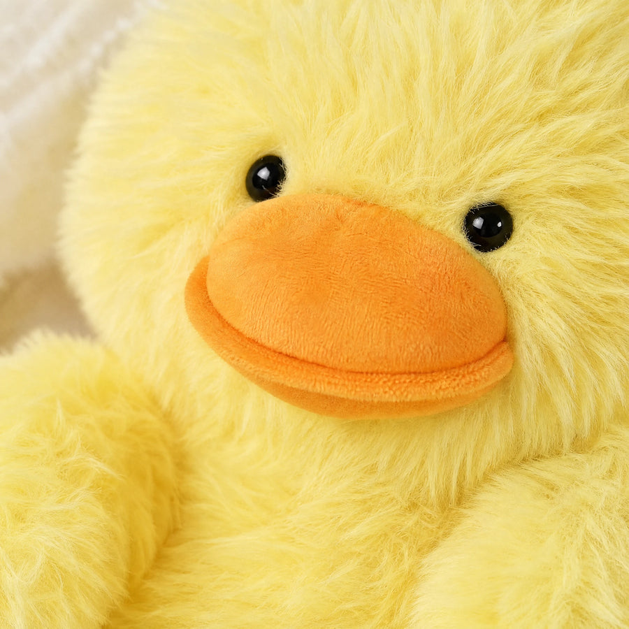 Duck Plush Toy, Chubby Fluffy Duckling in Yellow or White - Détail matière