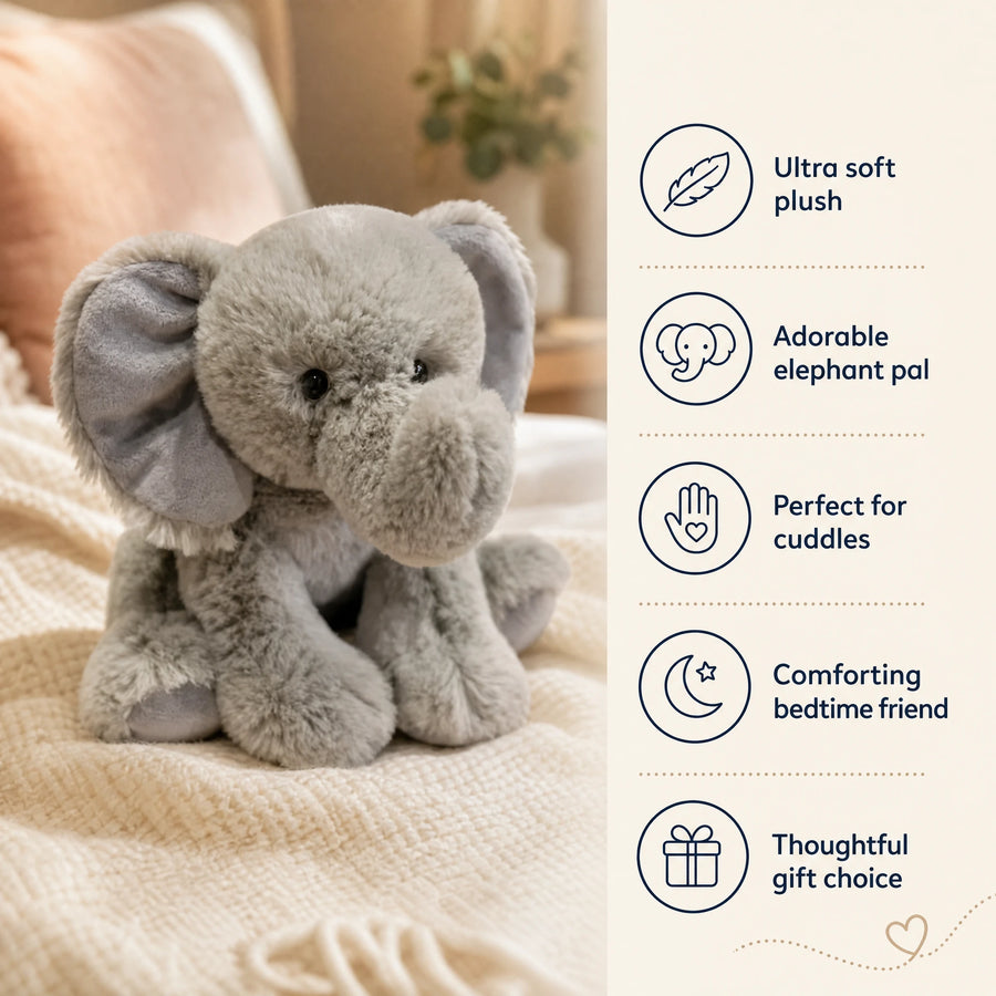 Elephant Stuffed Animal - Soft Gray Plush Toy - Bénéfices produit