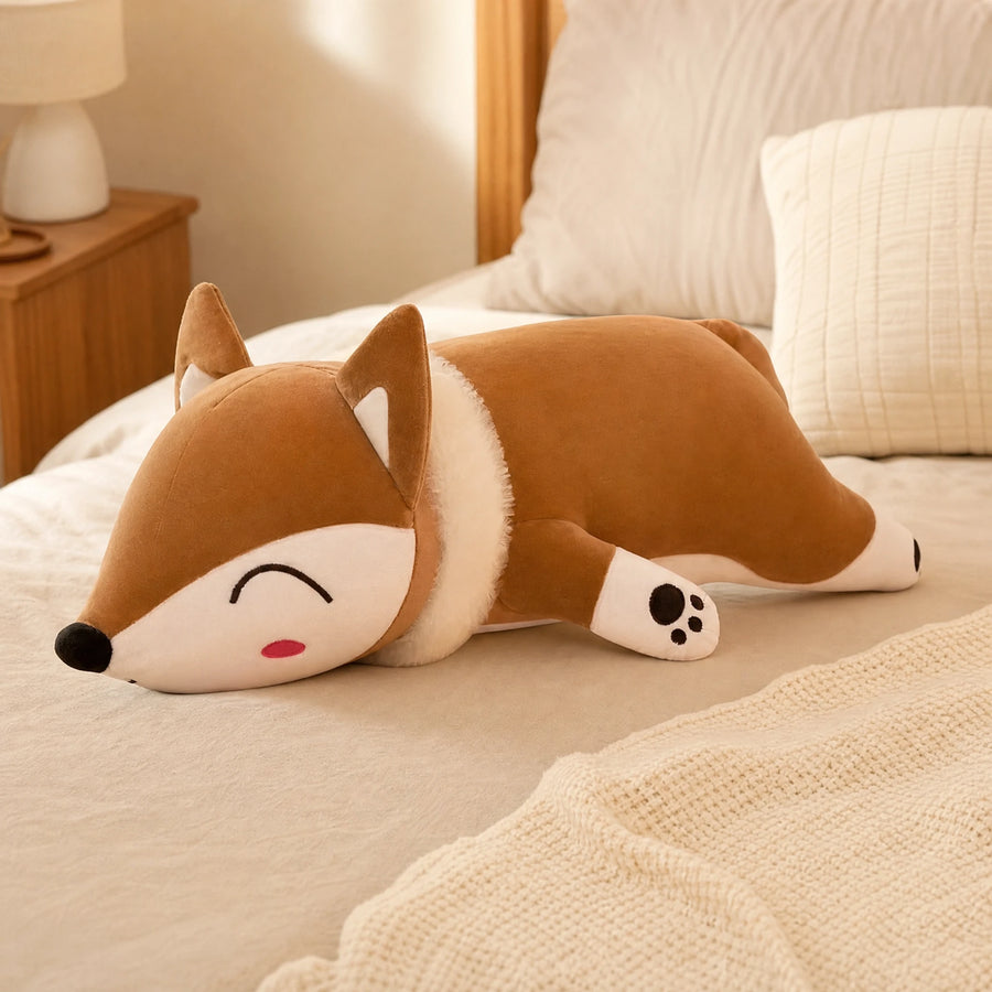 Fox Plush Pillow with Sleeping Face Design - Utilisation du produit