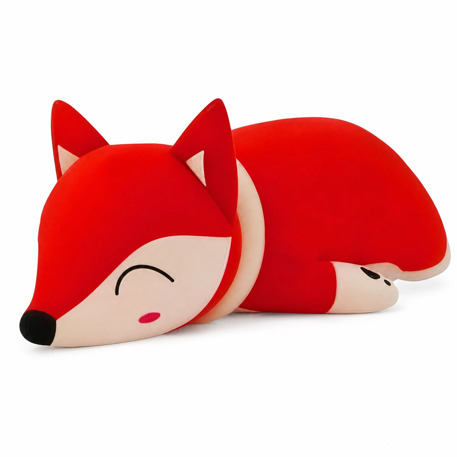 Fox Plush Toy in Vibrant Red Kawaii Design - Fond blanc, autre angle