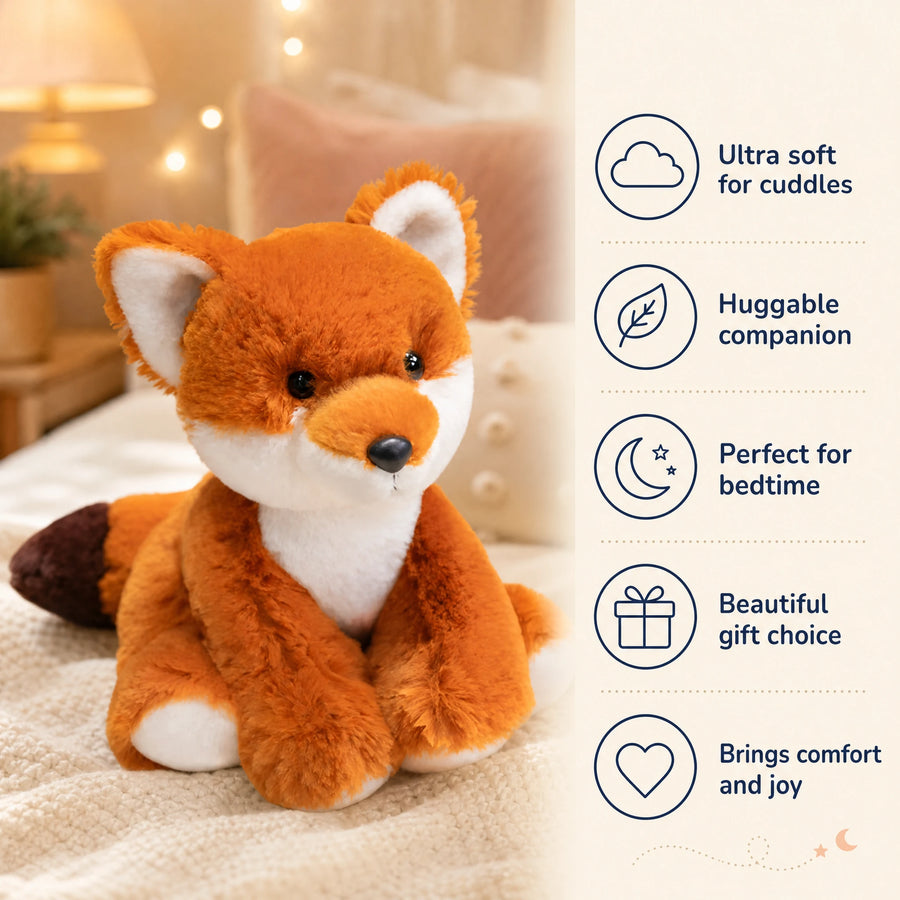 Fox Plush with Big Black Eyes and Soft Orange Fur - Bénéfices produit