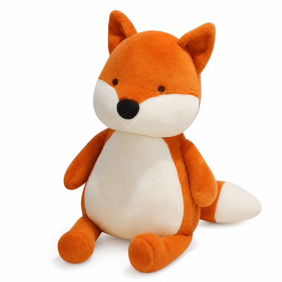 Fox Plush with Sitting Pose and Bushy Tail - Fond blanc, autre angle