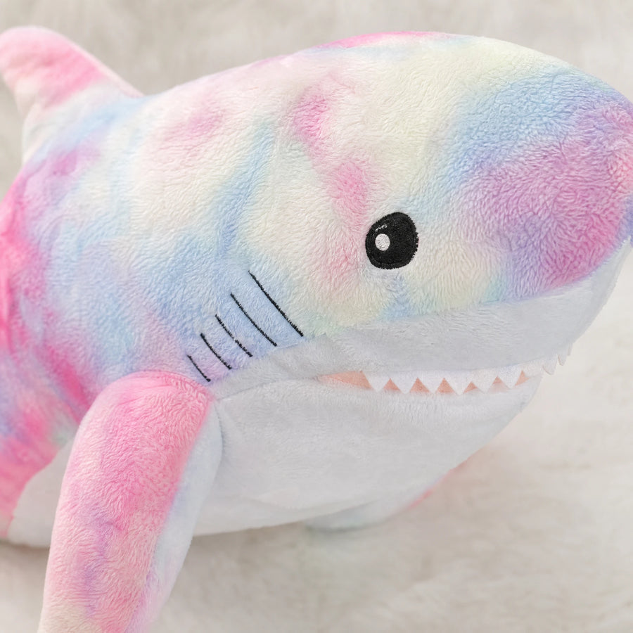 Galaxy Shark Plush in Rainbow Tie-Dye Design - Détail matière