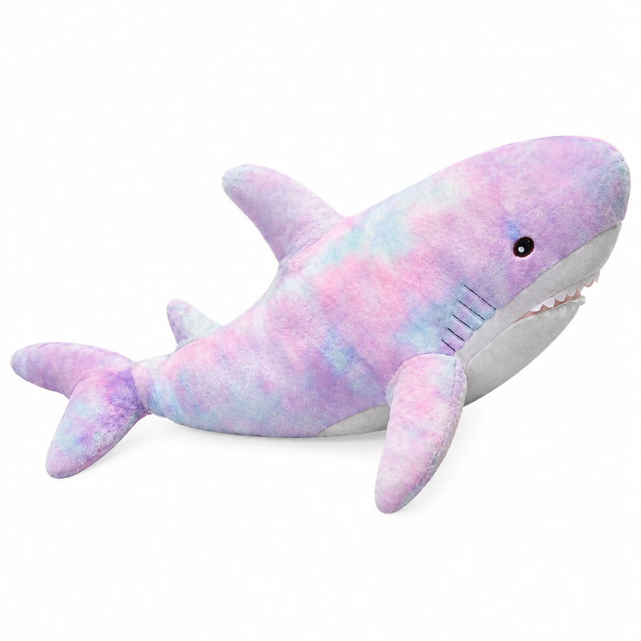 Galaxy Shark Plush in Rainbow Tie-Dye Design - Purple / 23in / 60cm … (5 tailles)