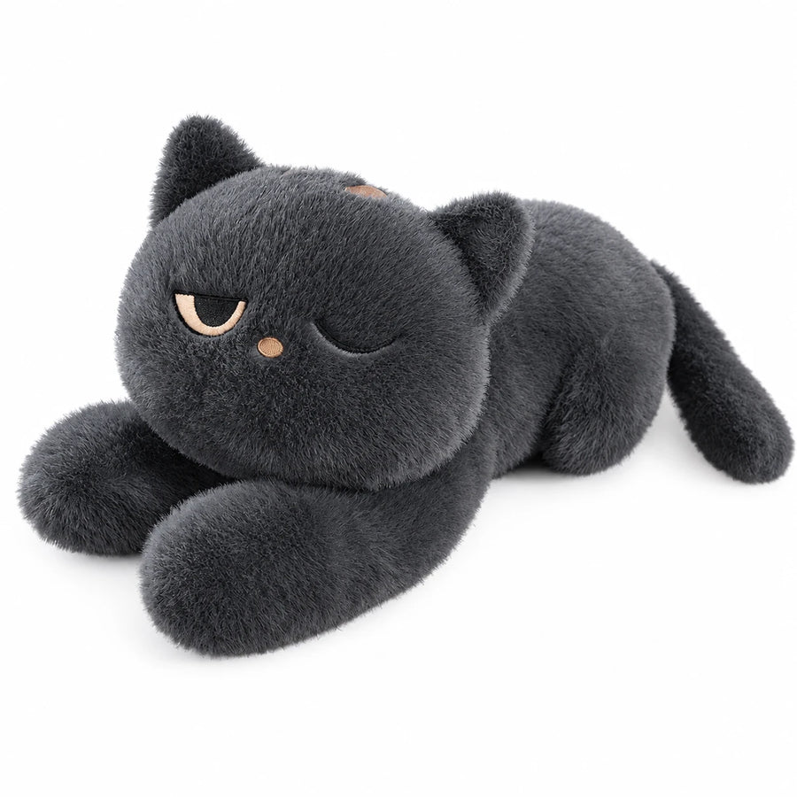 Giant Black Cat Plush with Yellow Eyes - Grey Winking / 23in / 60cm … (3 tailles)