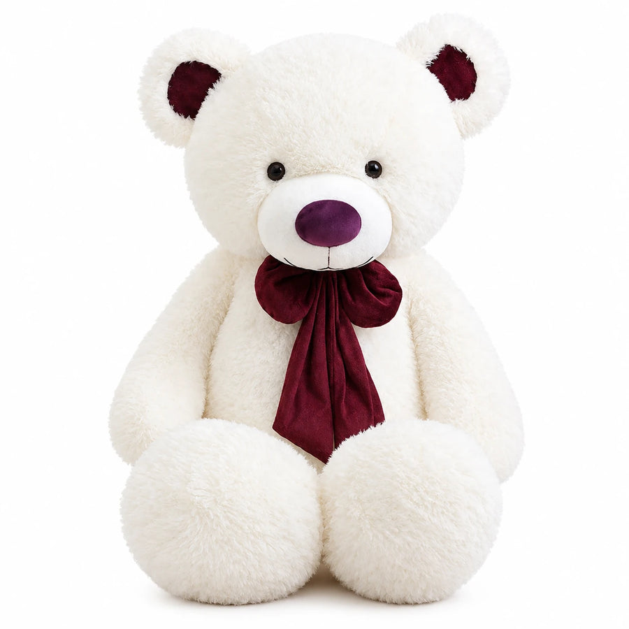 Giant Teddy Bear with Satin Bow in Four Colors - White / 31in / 80cm … (3 tailles)