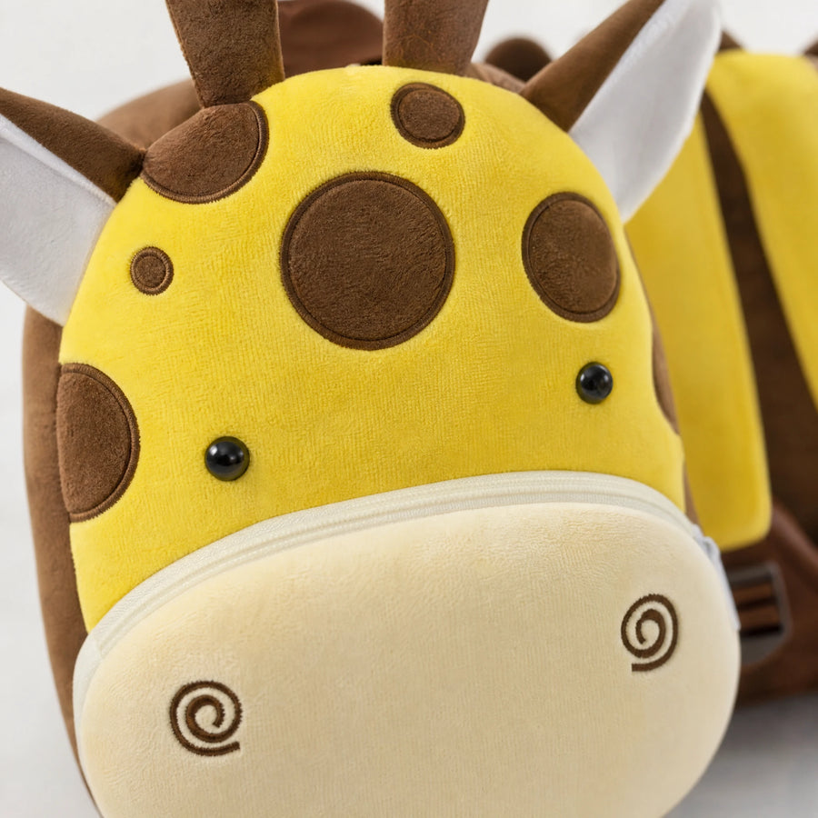 Giraffe Backpack Kids – Plush Animal Design with Pockets - Détail matière