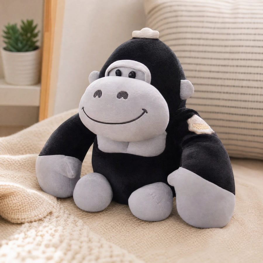 Gorilla Plush with Black Fur and Cheerful Smile - Utilisation du produit