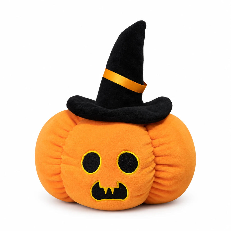 Halloween Pumpkin Plush with Black Witch Hat and Jack Face - Spooky / 7in / 20cm … (4 tailles)