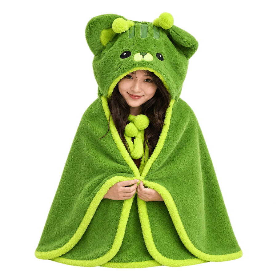 Hooded Blanket Cape with Cat Character Design - 31.5x39.5in / 80x100cm · 47x63in / 120x160cm