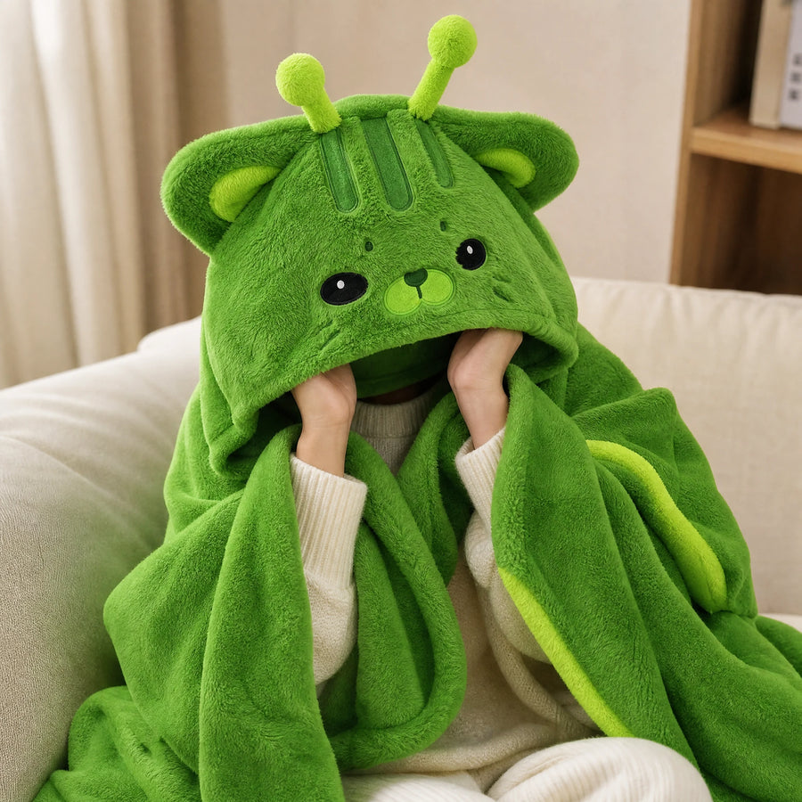 Hooded Blanket Cape with Cat Character Design - Utilisation du produit