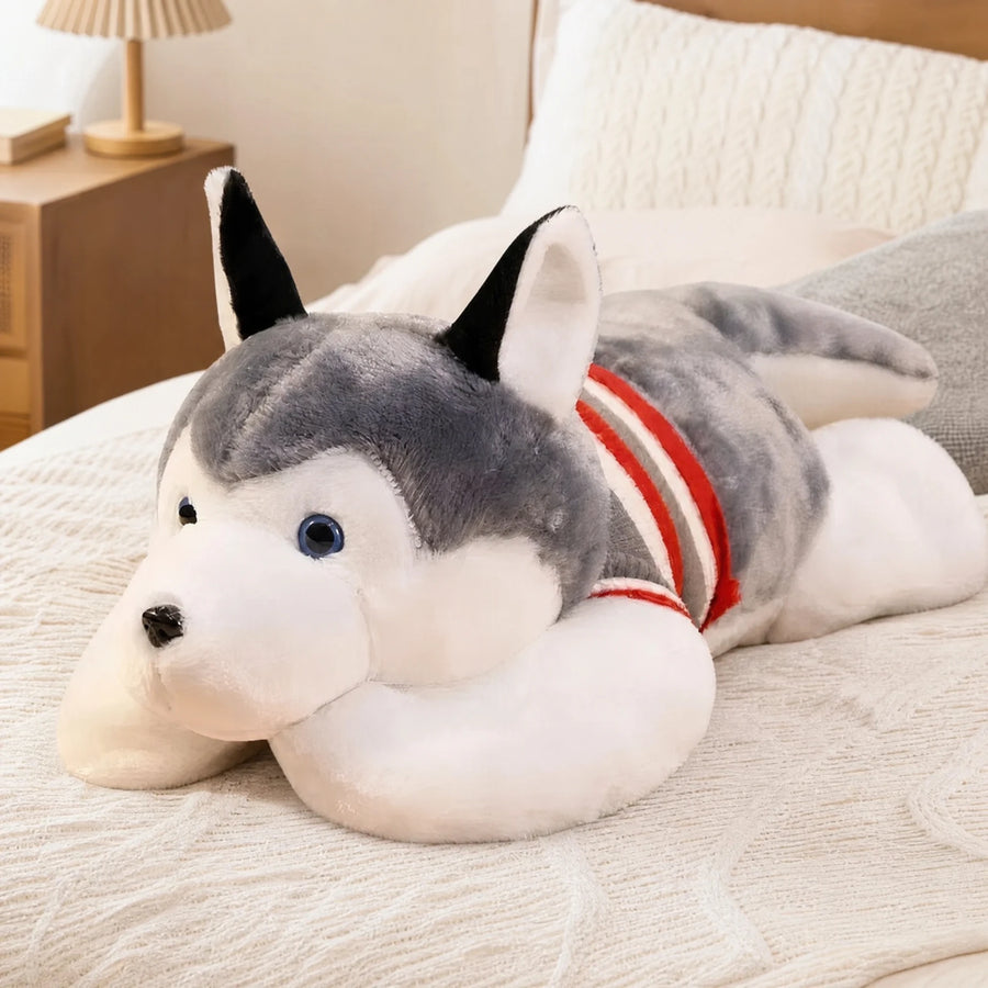 Husky Plush Toy in Lying Position with Striped Sweater - Utilisation du produit