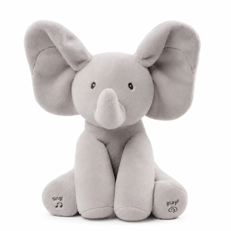 Interactive Elephant Plush with Flapping Ears - Gray