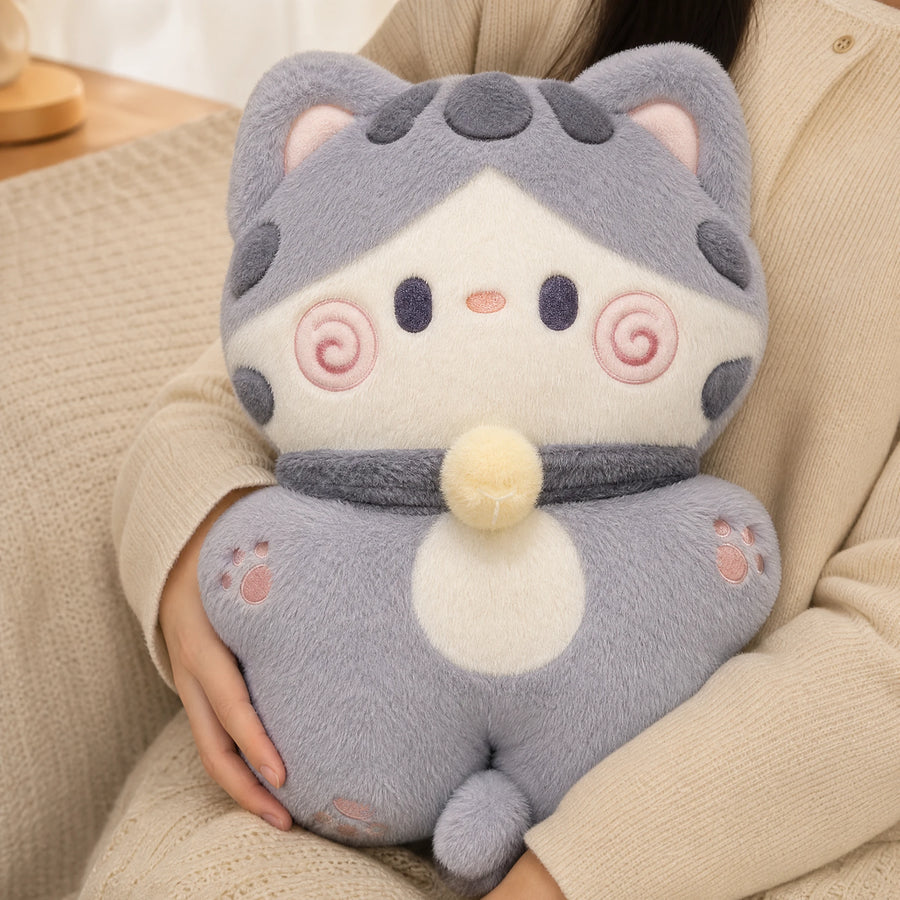 Kawaii Cat Plush with Bell Collar - Fluffy Pastel Design - Utilisation du produit